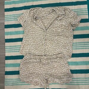 Soft Tan and White Pj set